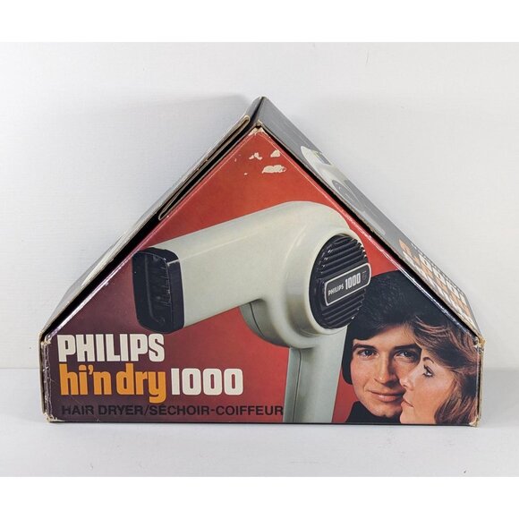 Vintage Philips HP1701 Hair Dryer in Original Box, Hi 'n Dry 1000 Watts WORKS - Picture 1 of 11
